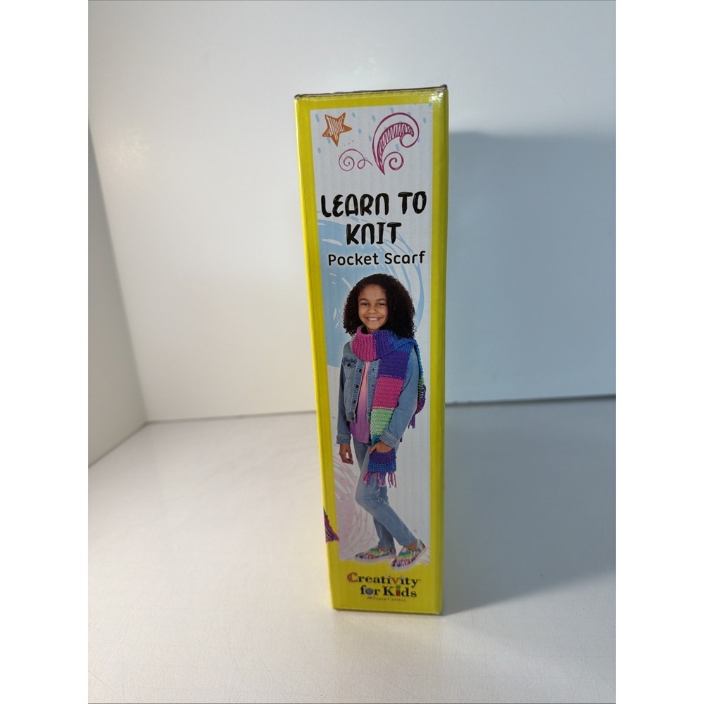 Learn to Knit Pocket Scarf Kit Lion Brand Yarn Colorful Yarn/Needles Open/Unused - Picture 6 of 9